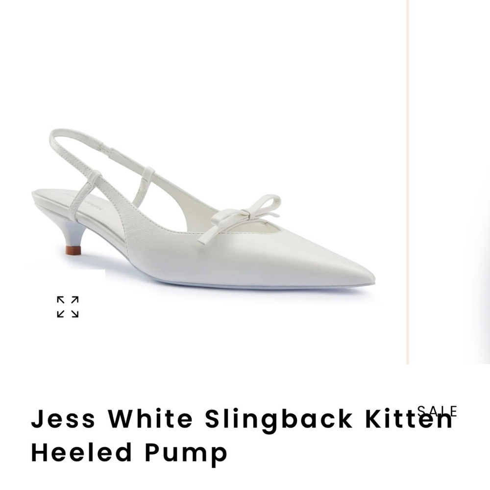 White Slingback Kitten Heel with bow